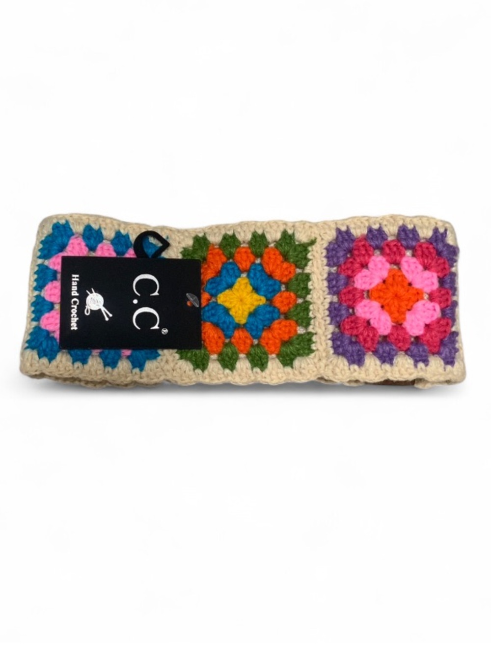 NWT C.C Multicolor Crochet Headband with Cream Trim